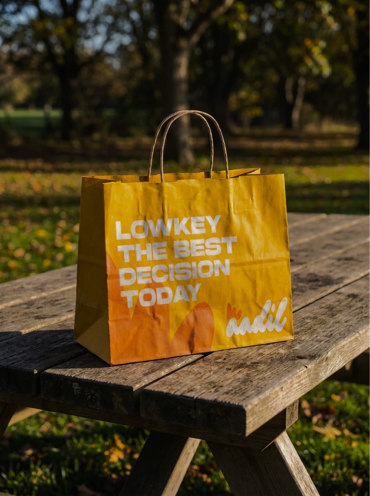 Aadil branding applied outdoors