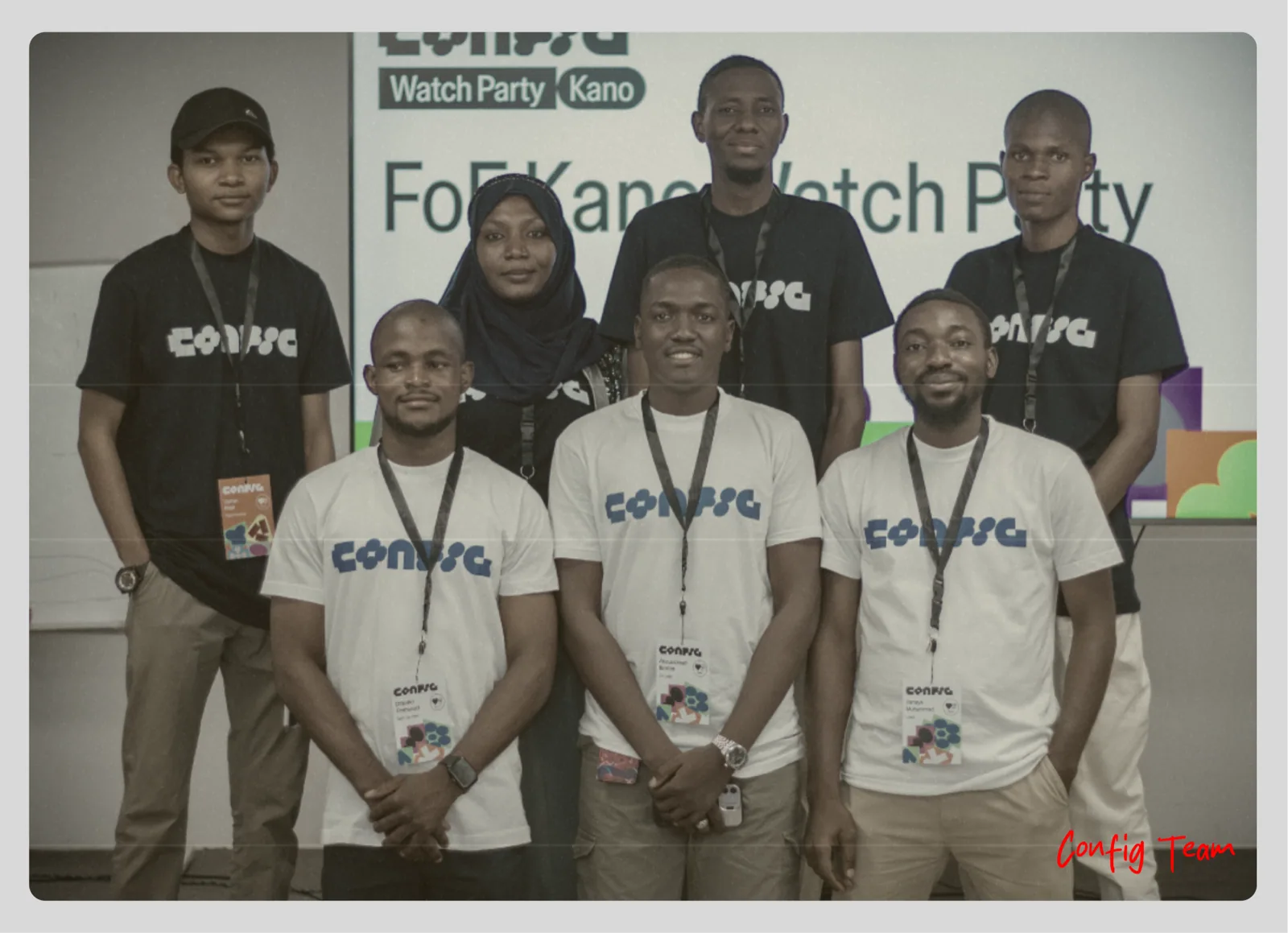 The Config Kano watch party team photographed together