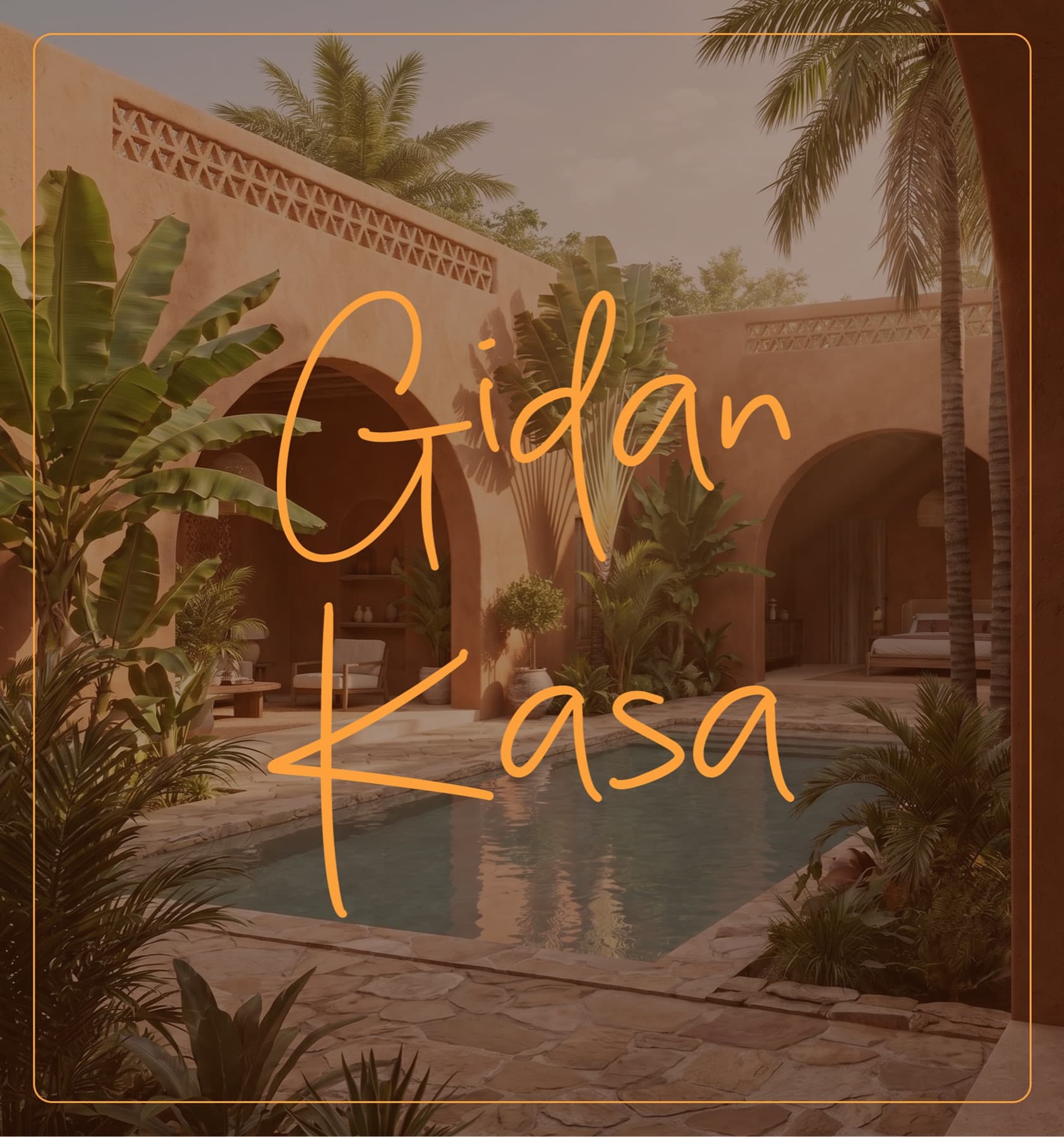 Gidan Kasa: logotype set over the earthen courtyard